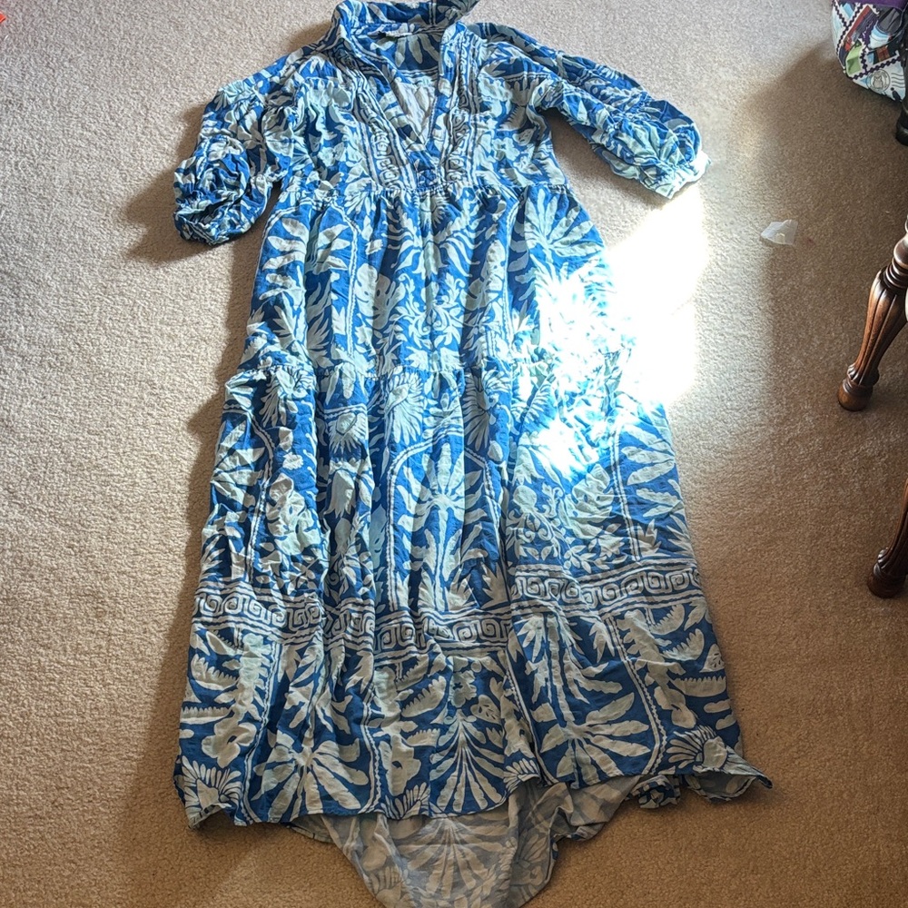 Blue Floral High Low Dress